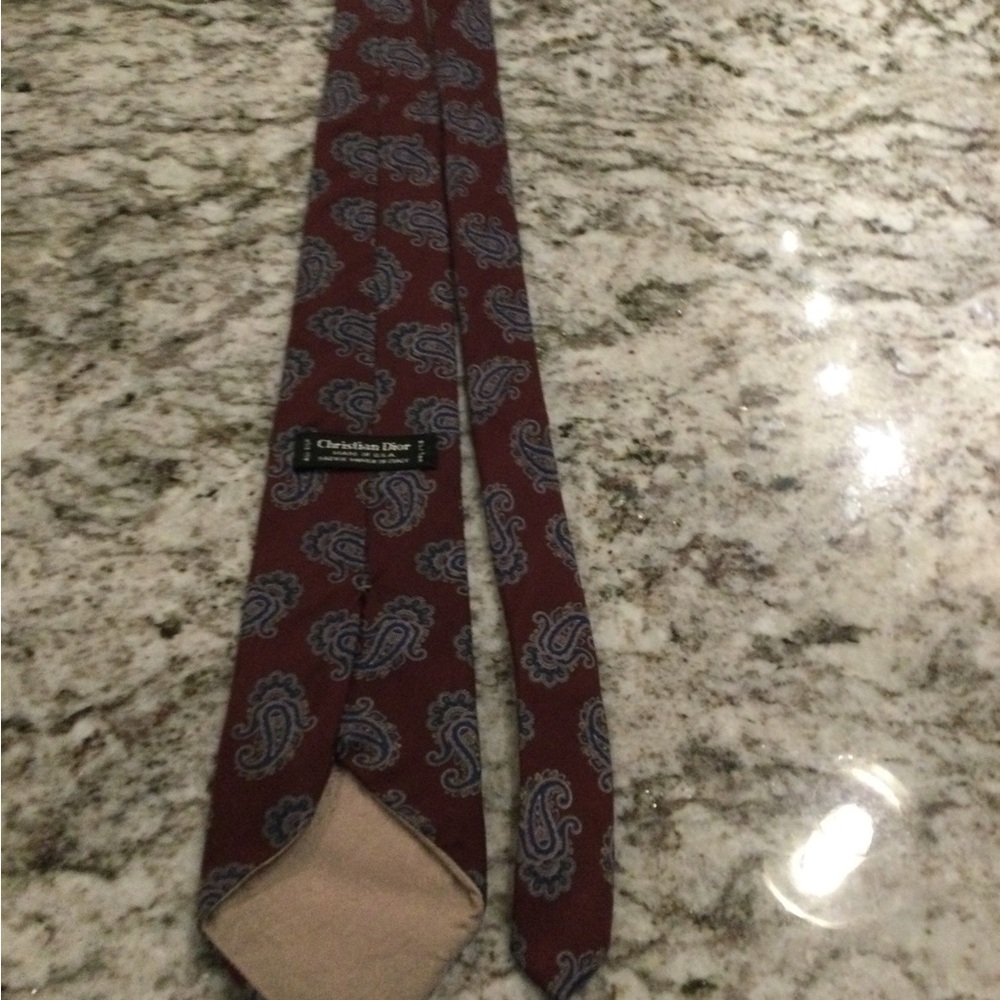 Dior Maroon Tie with Blue Paisley